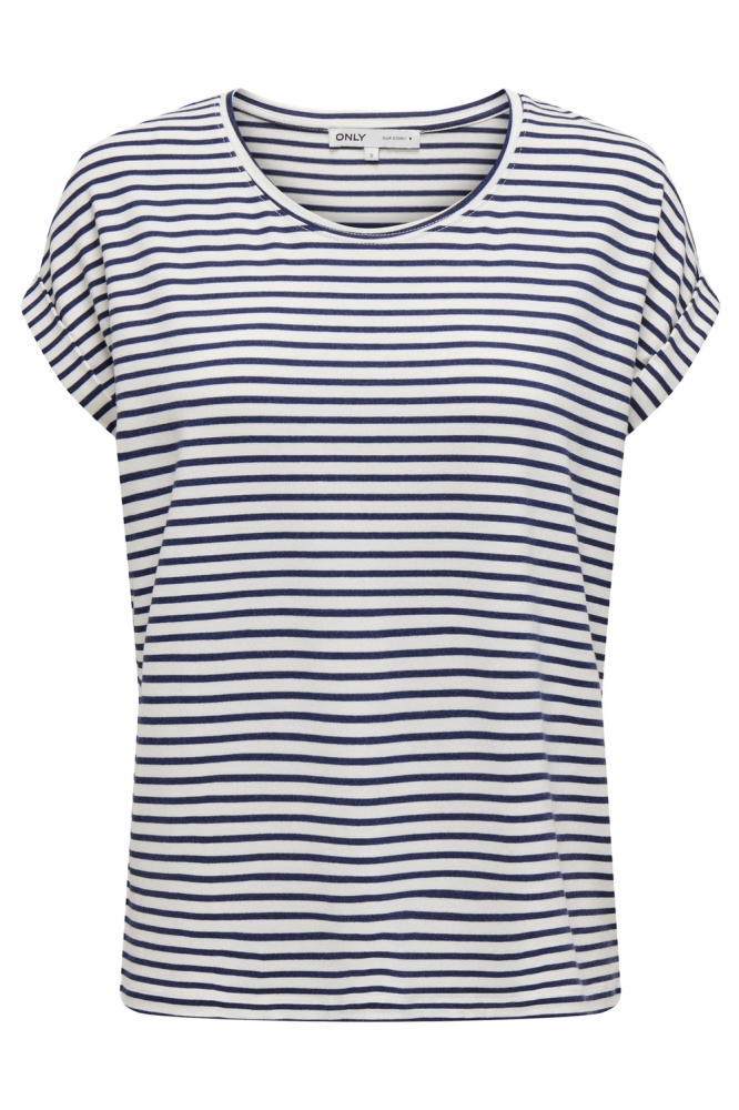 ONLMOSTER STRIPE S/S O-NECK TOP JRS 15206243 CLOUD DANCER